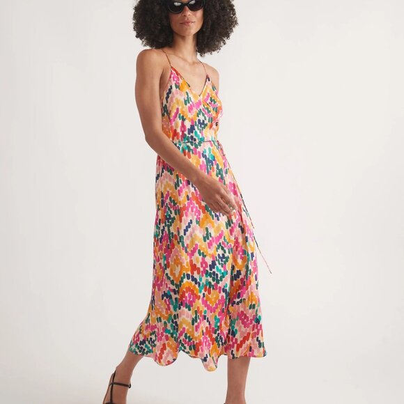 NWT Marine Layer 100% Lyocell Archive Emma Wrap Dress Bright Watercolor XS - Picture 10 of 11